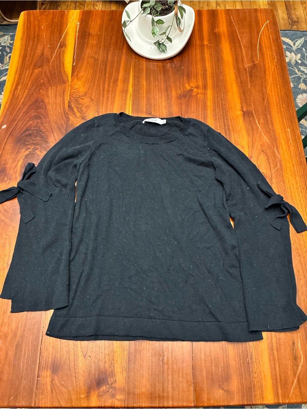 Just Fab Sweater Medium Bow Dark Blue Sweater
